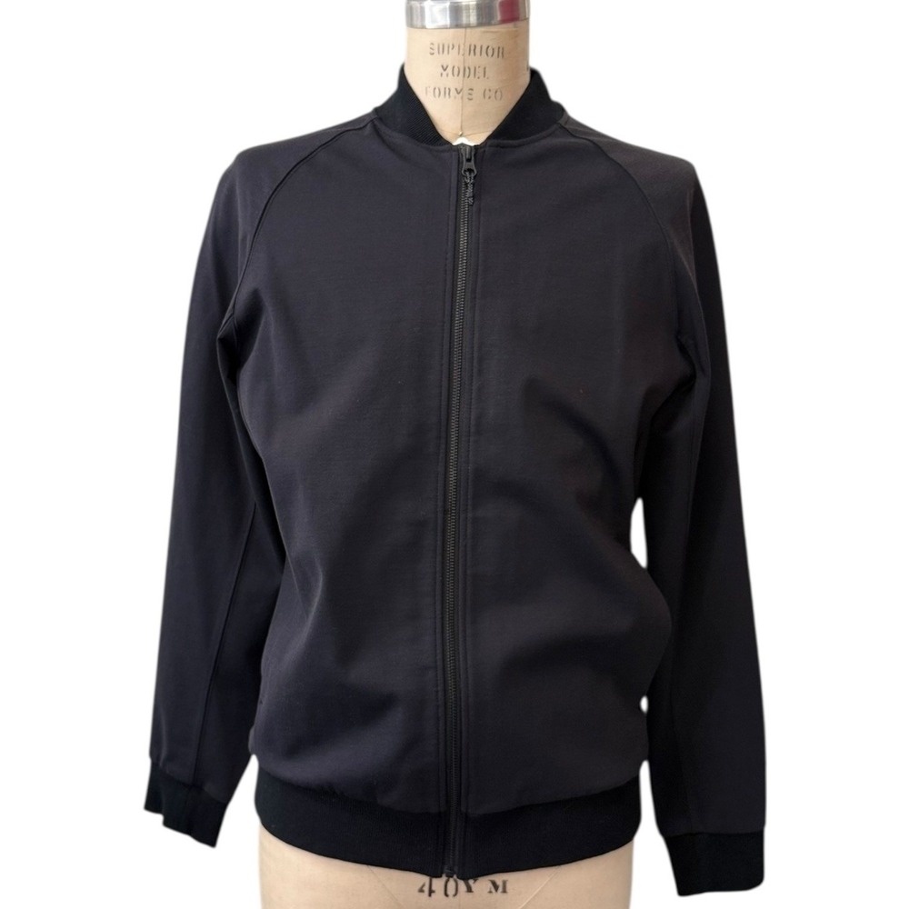 Kit and Ace Black Bomber Jacket Mens Size L Tencel Cashmere Full Zip